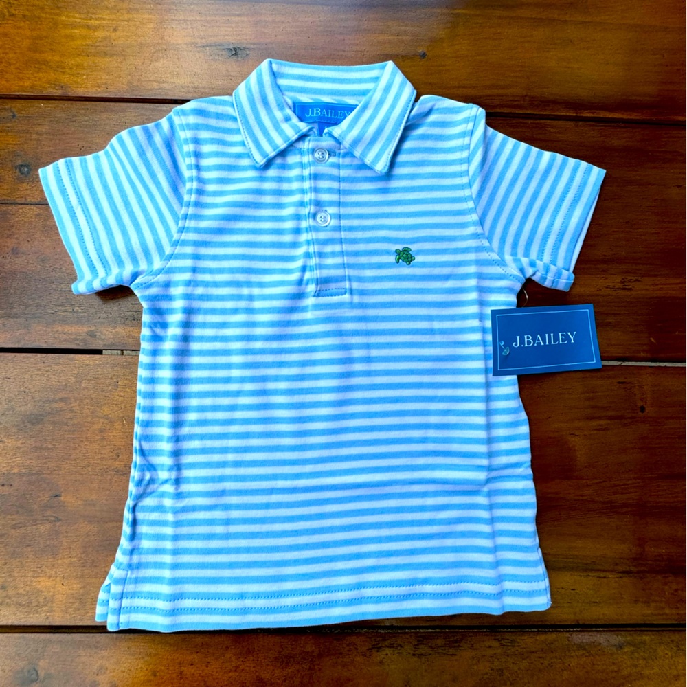 Bailey Boys cotton striped polo 2T NWT blue and white
